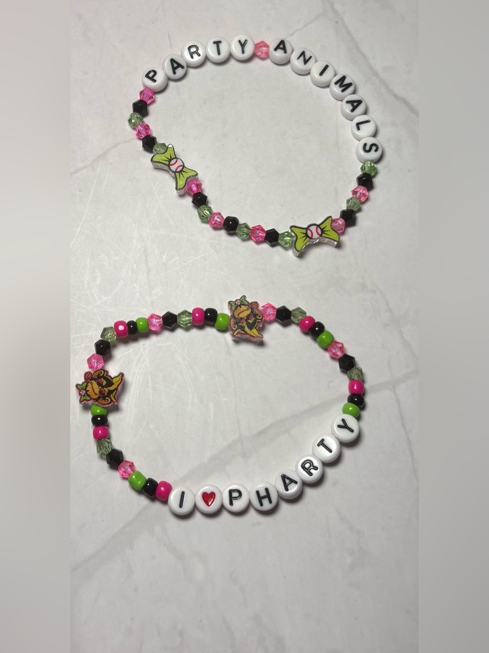 🪩 Party Animals Bracelets + Unbranded Fuchsia Party Bead Necklaces Set